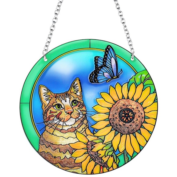 Painted Stained Glass Window Hanging - Picture 2 of 6